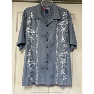 Reel Legends Blue Tropical Print Shirt